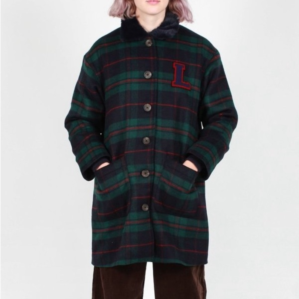 Lazy oaf Plaid Coat with embroidered patch